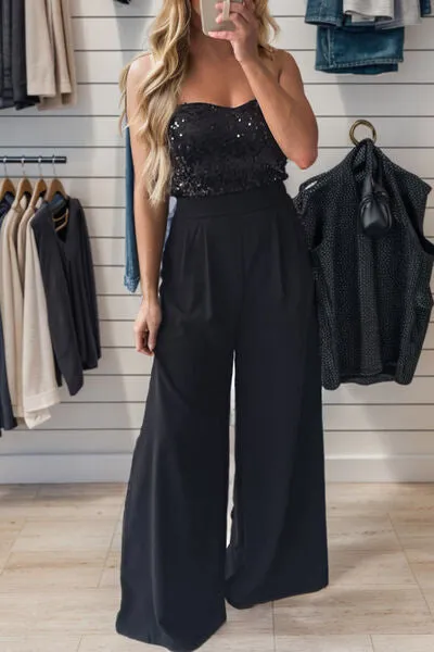 Sequin Tube Wide Leg Jumpsuit