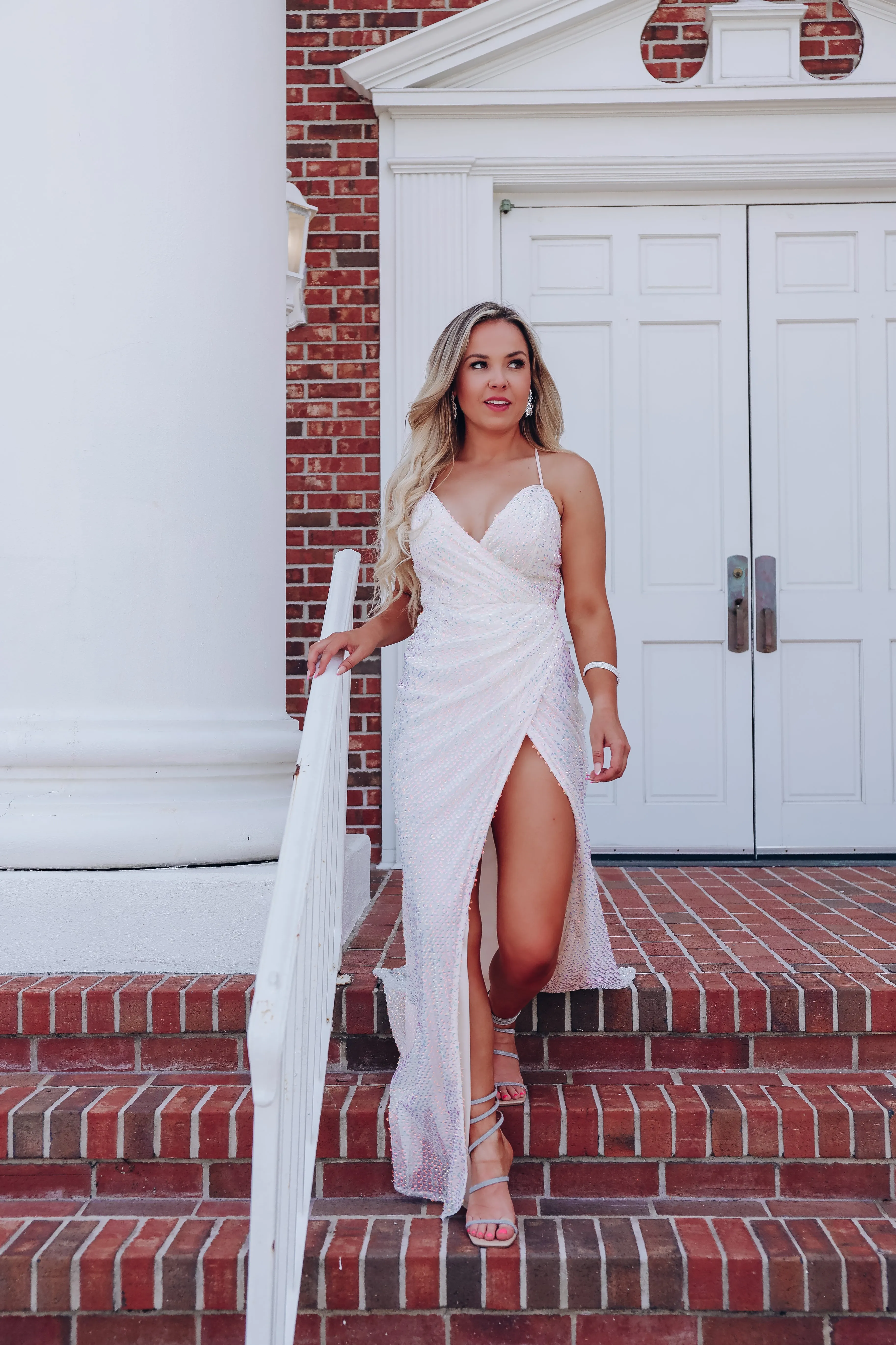 Setting The Tone Sequin Side Slit Maxi Dress