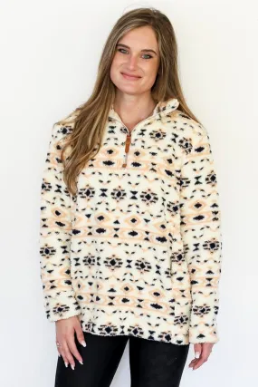 SH1022 Gretta Aztec Half Zip Sherpa Pullover