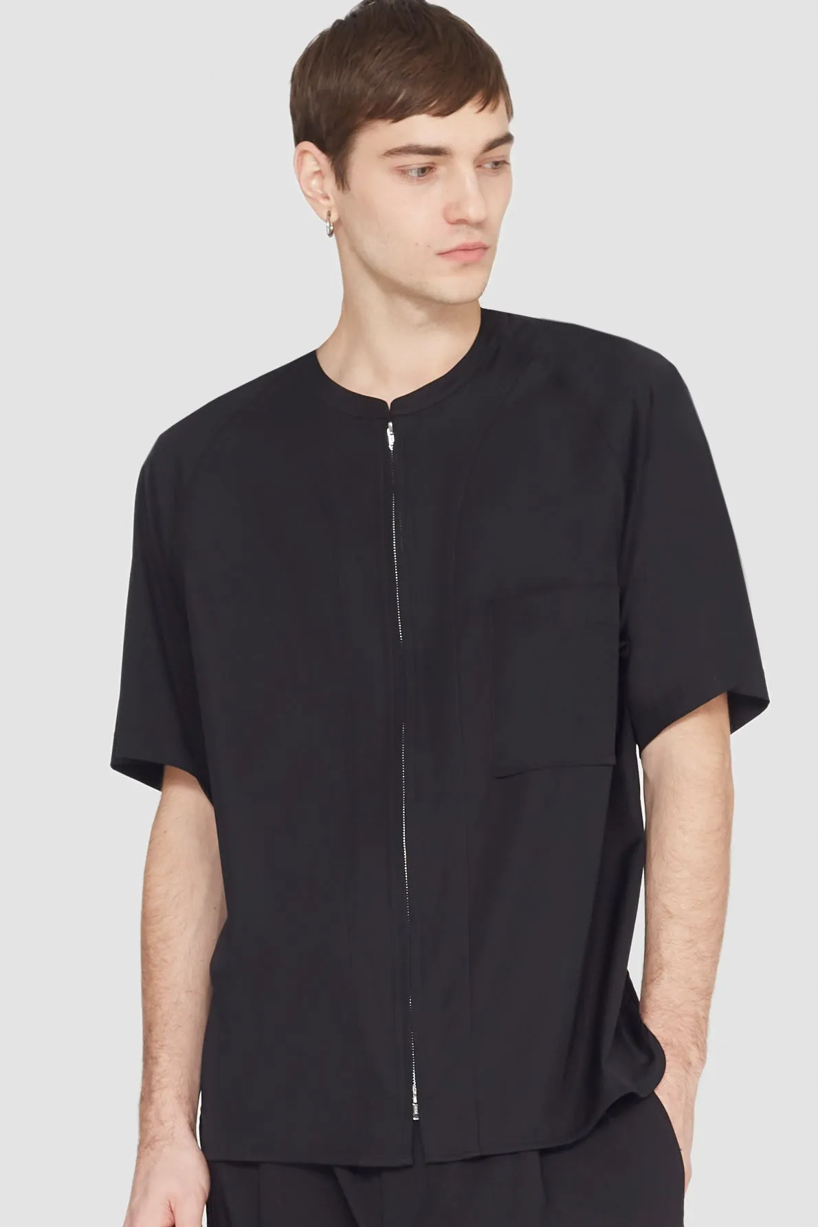 Short Sleeve Zip-Front Baseball Shirt