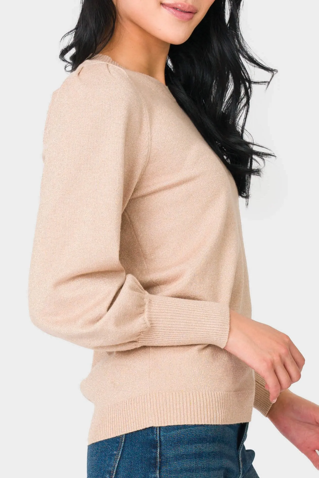 Silver Bells Blouson Sleeve Sweater