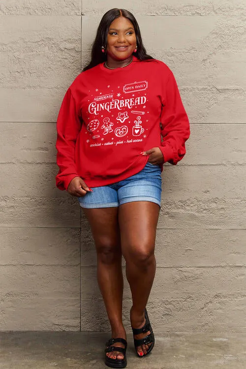 Simply Love Full Size GINGERBREAD Long Sleeve Sweatshirt