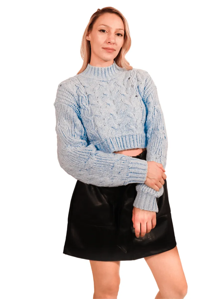 Sky Blue Cozy Knit Chunky Sweater