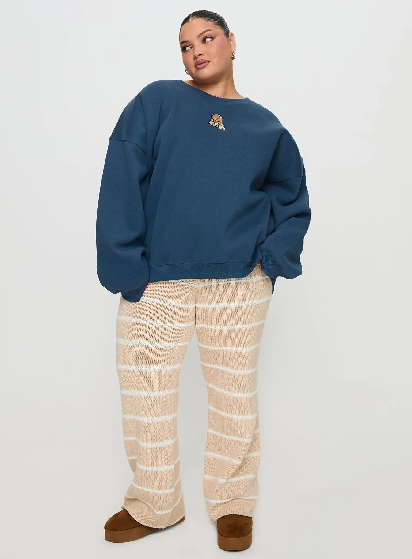 Sleepy Bunny Crewneck Jumper Navy Curve