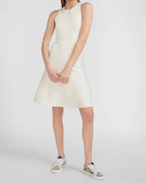 Sleeveless Fit And Flare Sweater Dress in Swan