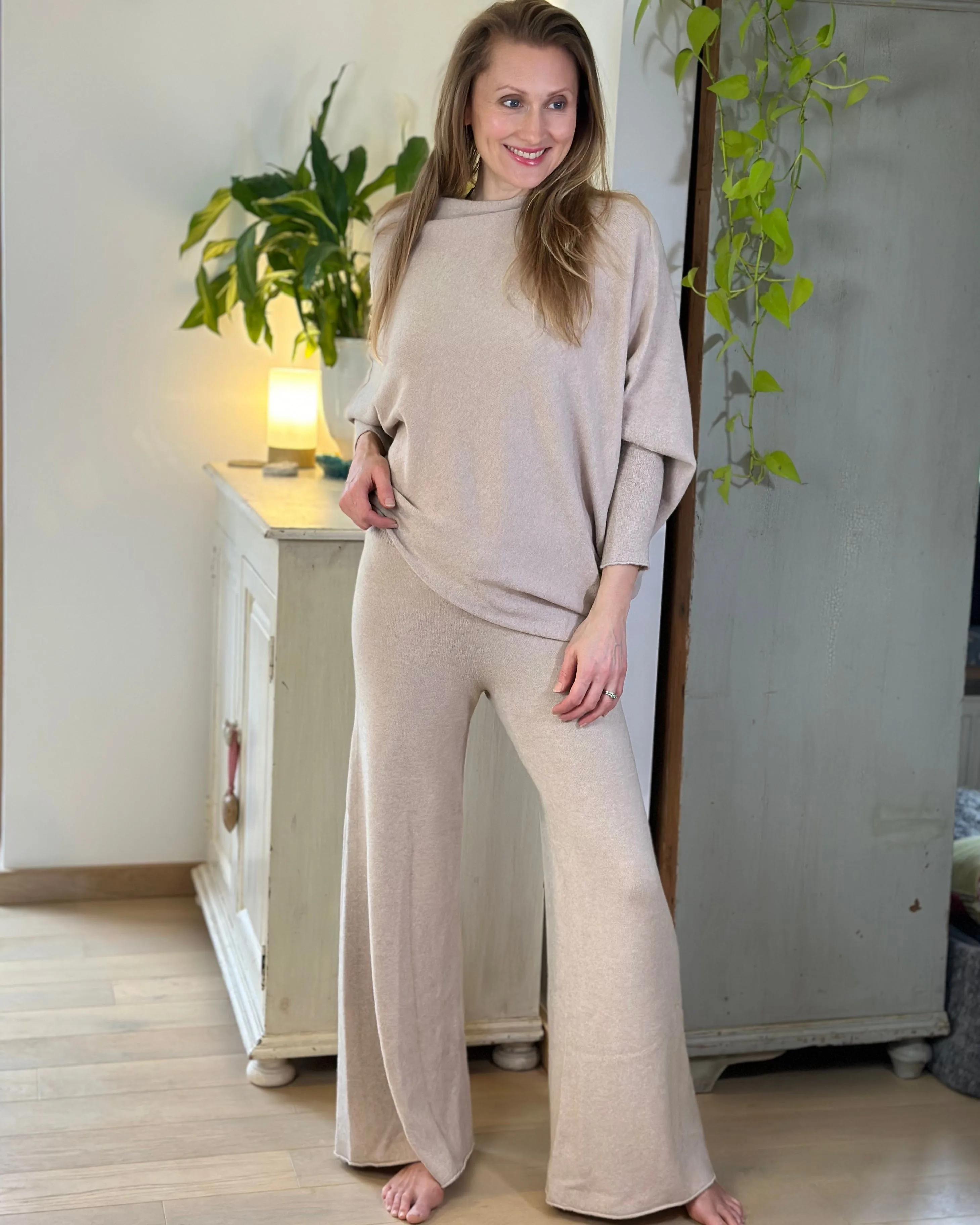 Soft Knit Asymmetric Jumper - Sand