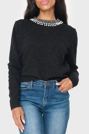 Soiree Sweater With Pearl Embellished Collar