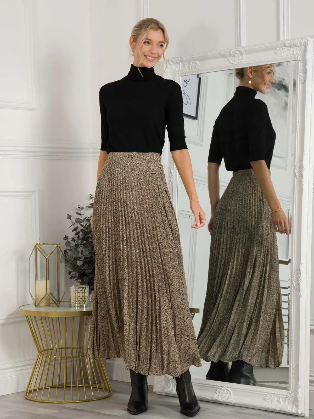 Sonia Pleated Maxi Skirt, Light Khaki