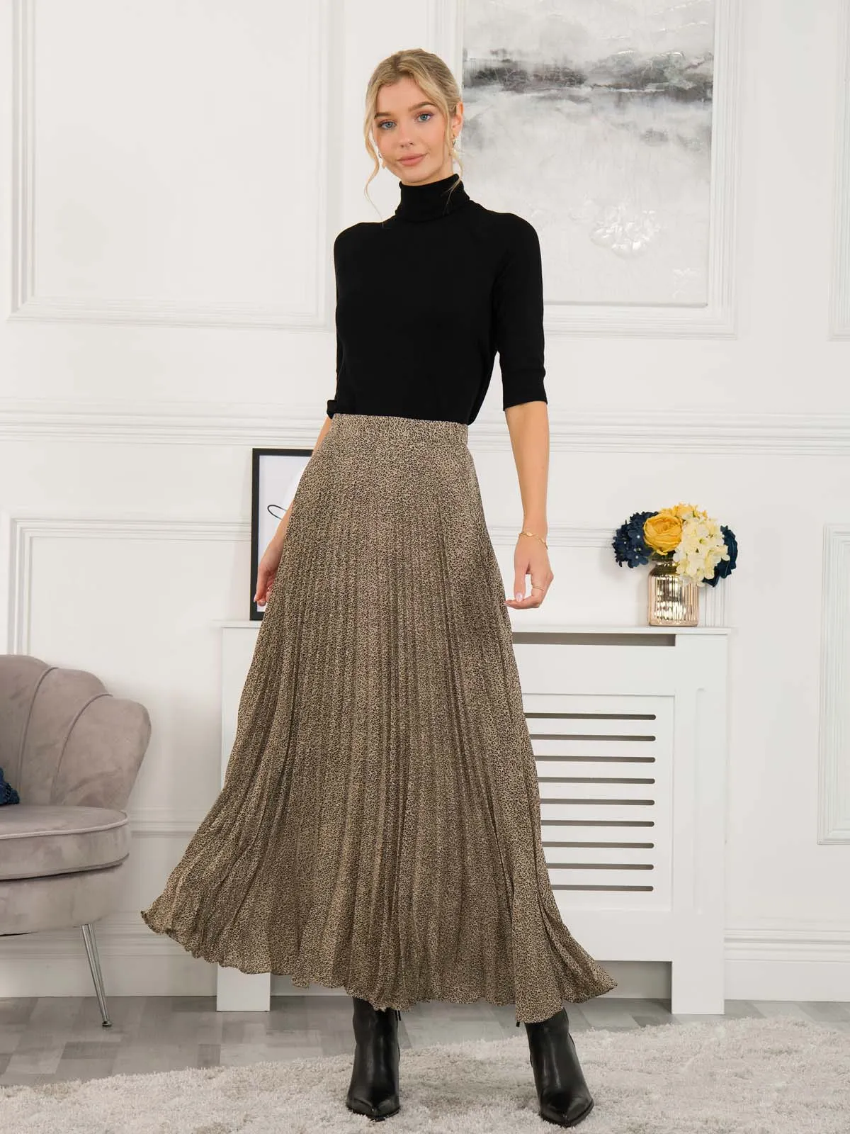 Sonia Pleated Maxi Skirt, Light Khaki