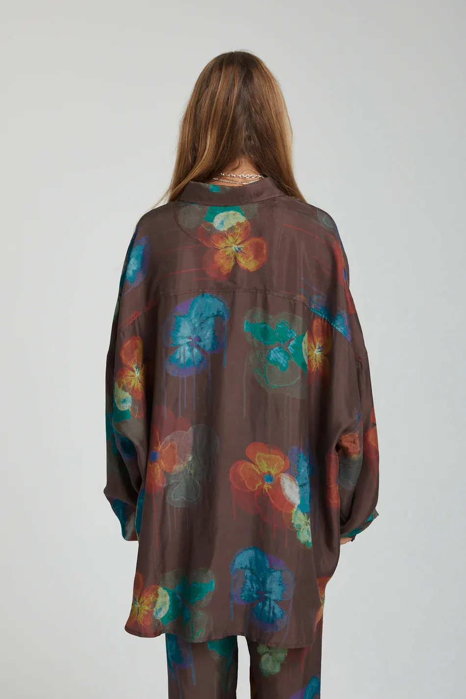 Summi Summi LS Oversized Shirt/Pansy Drip