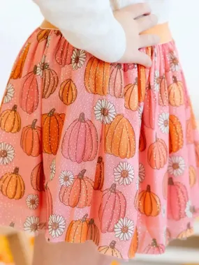 SWE Pumpkin Printed Daisy Glitter Tutu Skirt