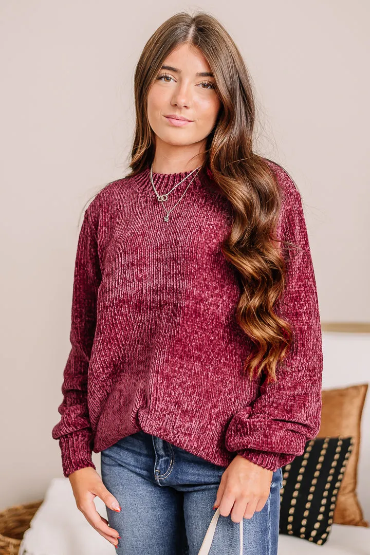 Take The Time Chenille Knit Sweater | Cabernet