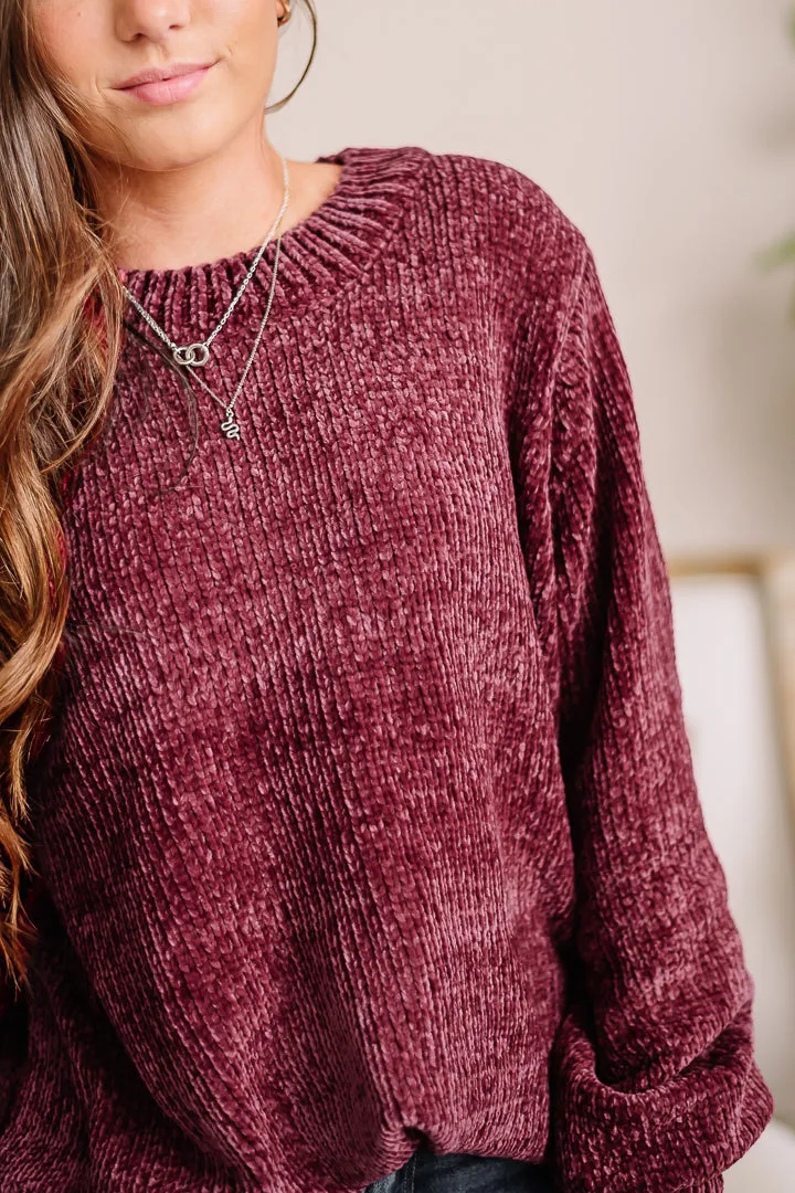 Take The Time Chenille Knit Sweater | Cabernet