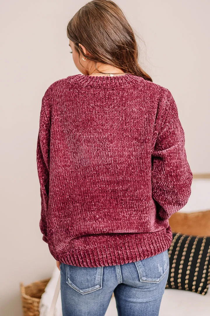 Take The Time Chenille Knit Sweater | Cabernet