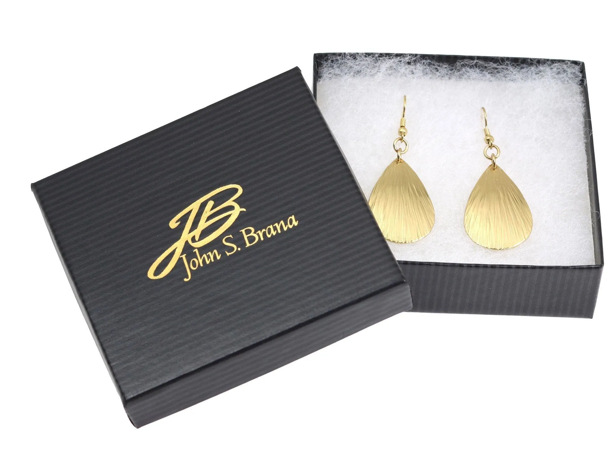 Tear Drop Nu Gold Bark Earrings - Small