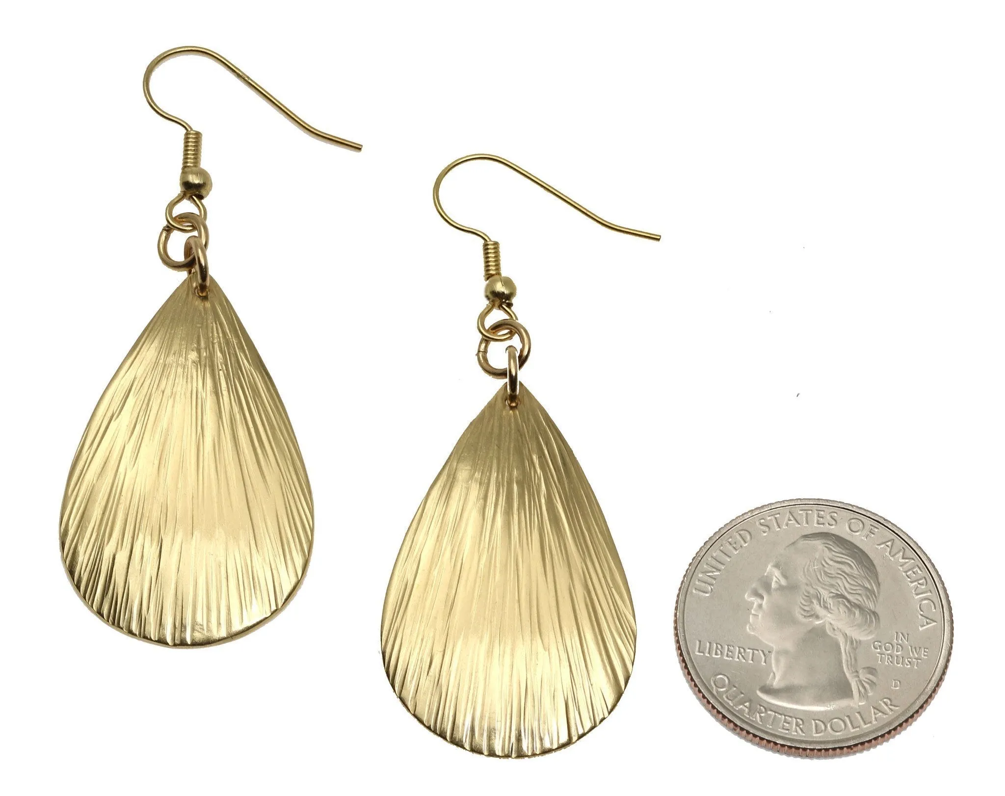 Tear Drop Nu Gold Bark Earrings - Small