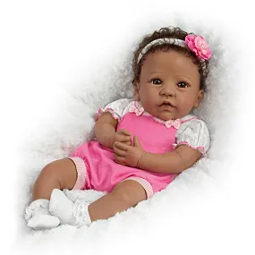 The Ashton-Drake Galleries "Tasha" African American Baby Doll TrueTouch® Authentic Silicone Poseable Weighted Doll Handcrafted & Hand Painted by Linda Murray 18-Inches