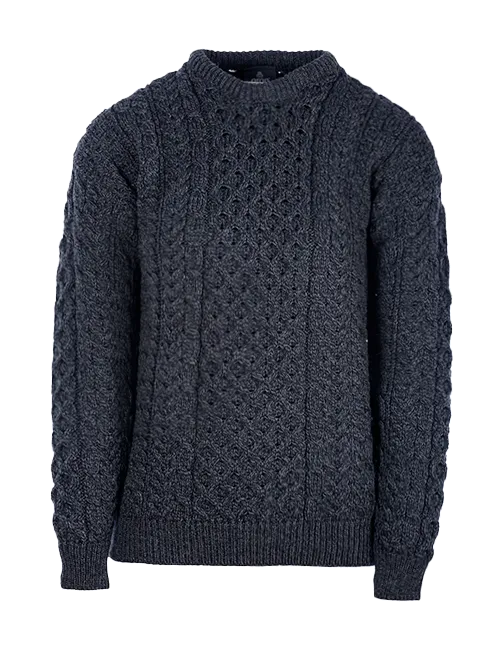 Traditional Unisex Aran Sweater - CHARCOAL