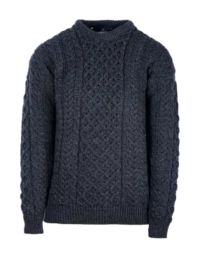 Traditional Unisex Aran Sweater - CHARCOAL