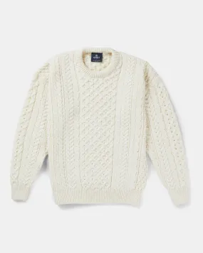 Traditional Unisex Aran Sweater - ECRU