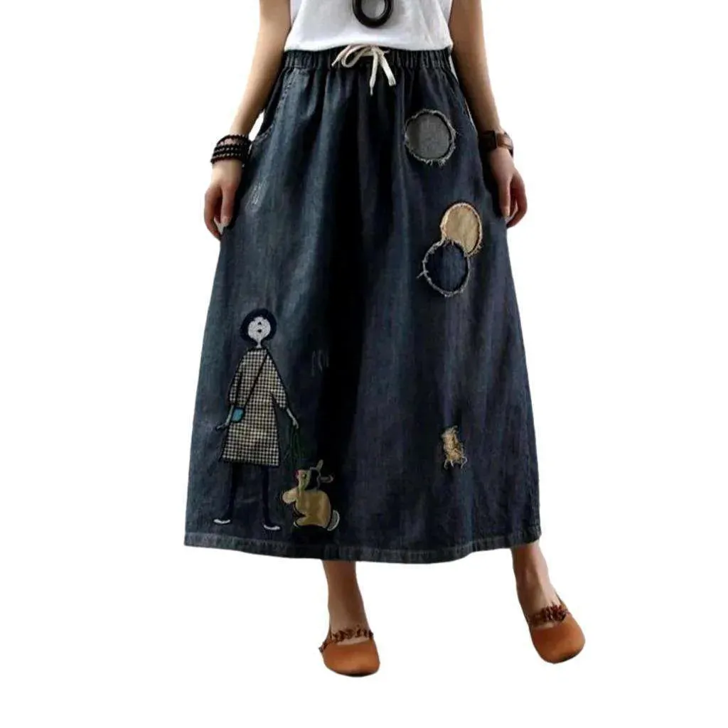 Urban embroidery women's denim skirt