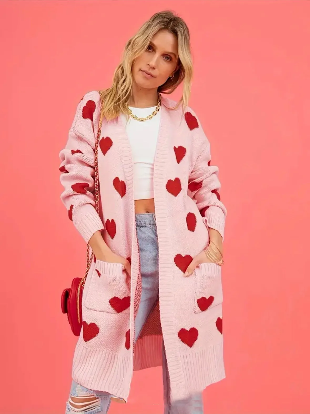 Valentine's Day Cardigan with Pockets