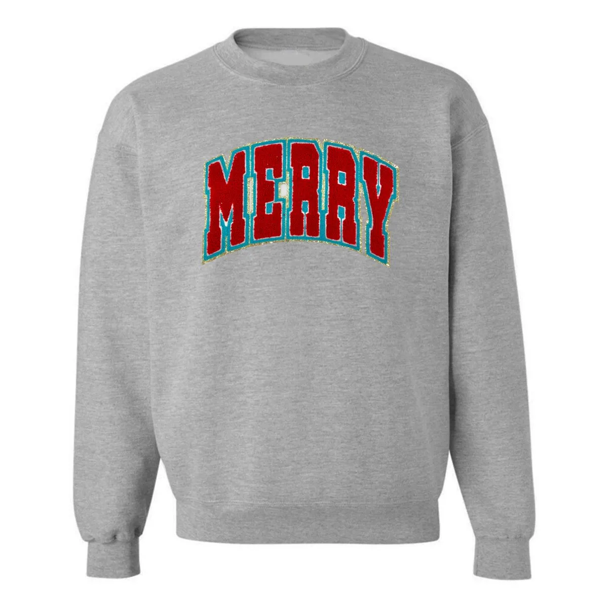 'Varsity Merry' Letter Patch Crewneck Sweatshirt