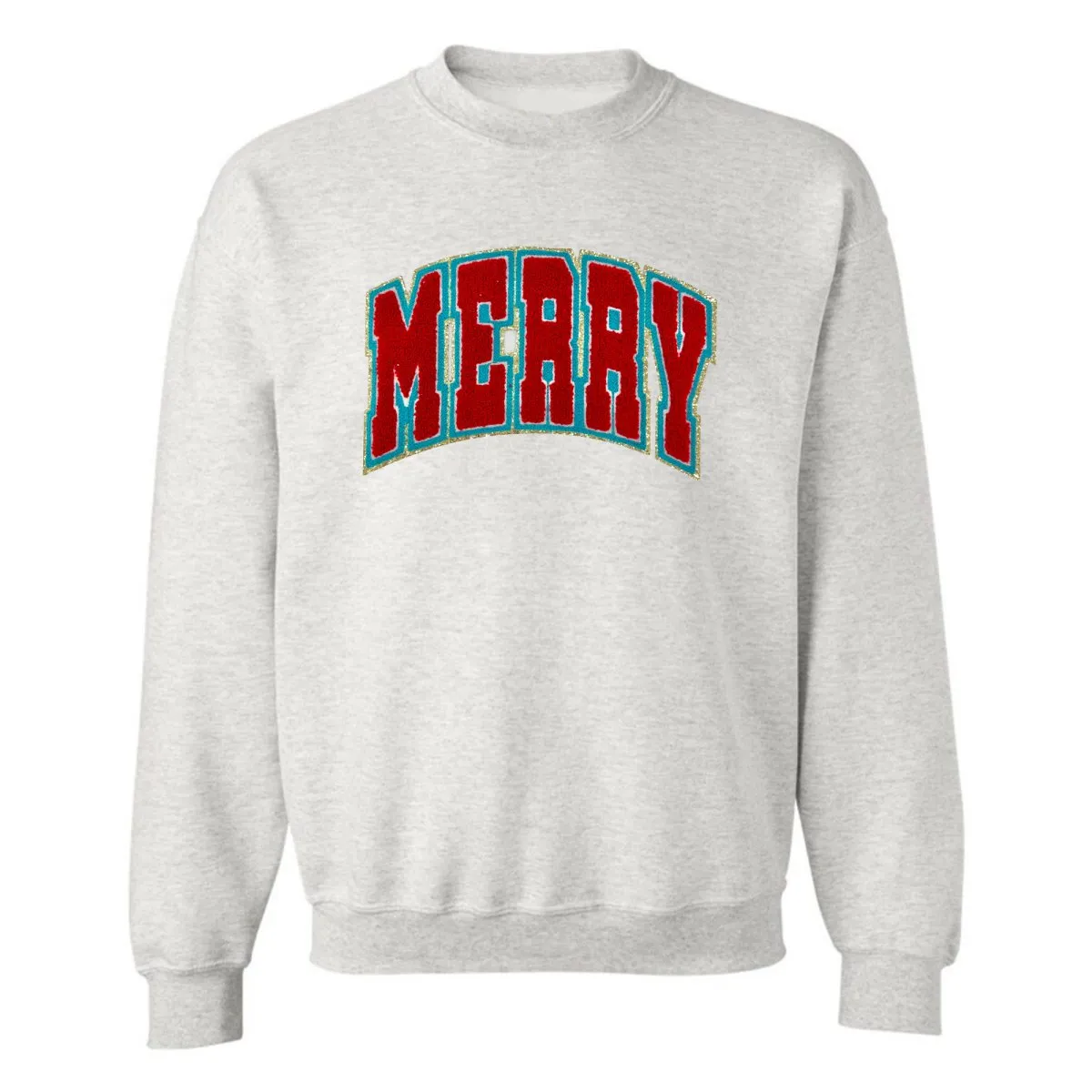 'Varsity Merry' Letter Patch Crewneck Sweatshirt