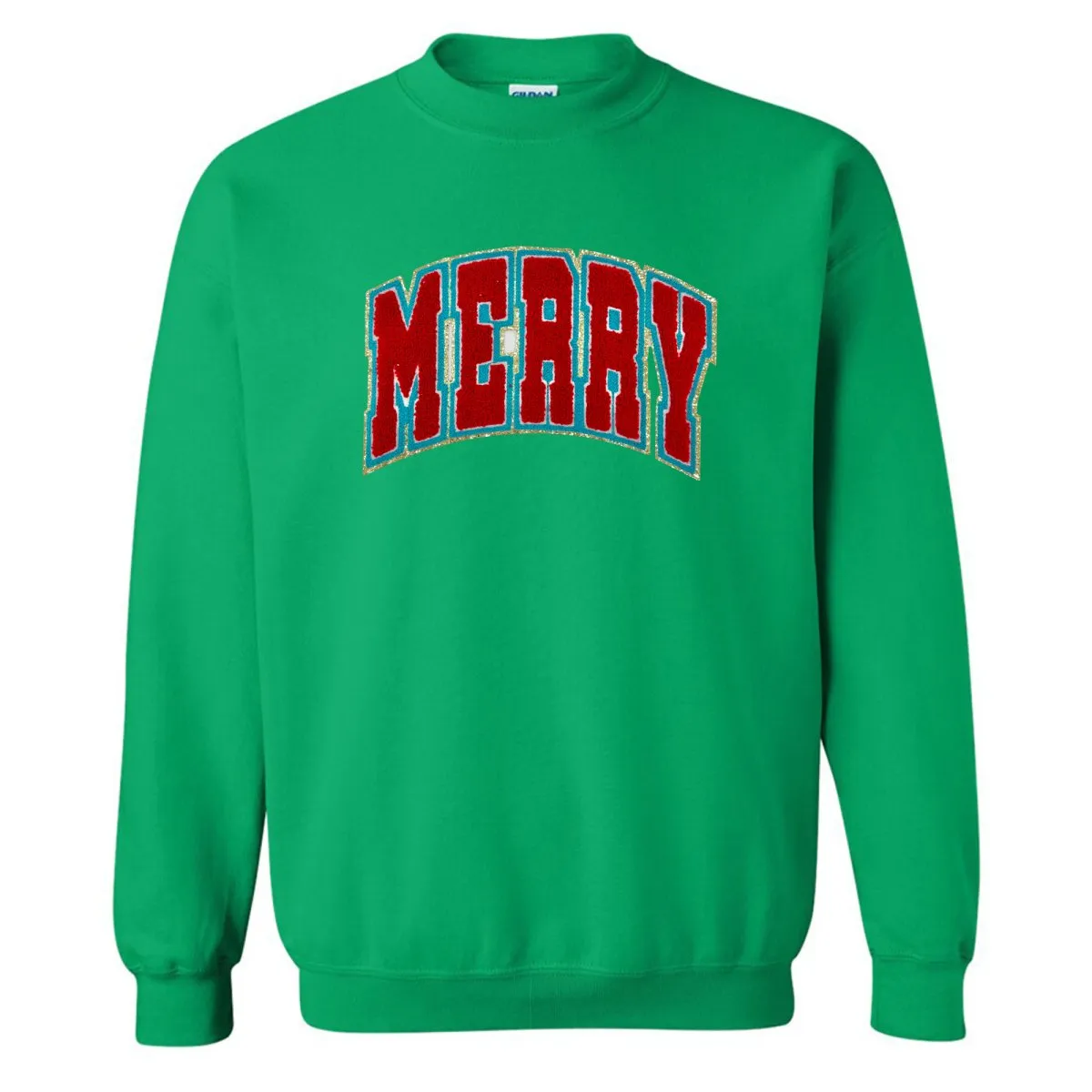 'Varsity Merry' Letter Patch Crewneck Sweatshirt