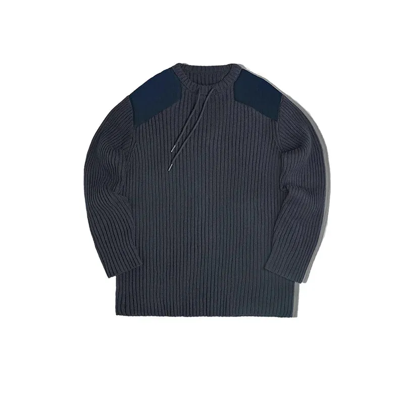 Vertical Stripe Sweater O-Neck Slim Fit Men's Retro Knitted Pullover