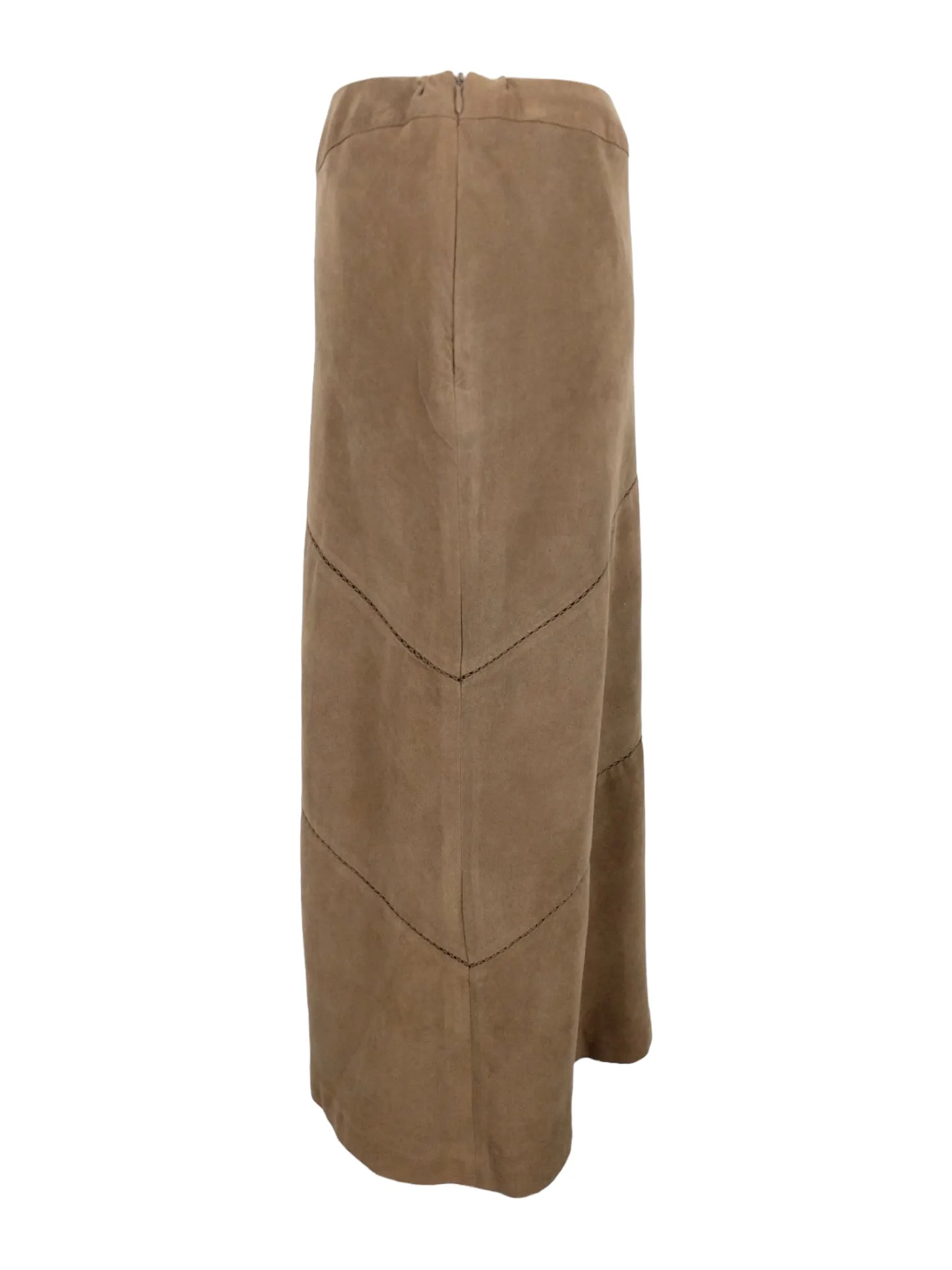 Vintage 2000s Y2K Bohemian Hippie Chic Tan Brown Asymmetrical Patchwork Maxi Skirt | 27.5 Inch Waist