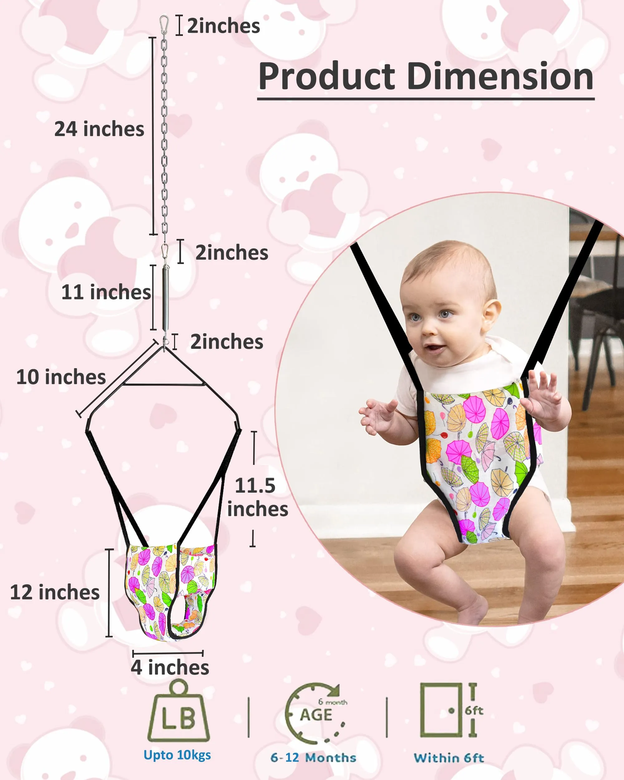 Vparents 2 in 1 Baby Toddler Jumper Cum Baby Walking Harness Function, Fun Activity for 6-12 Months Baby Infant (Purple)