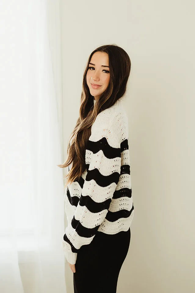 Wave Pointelle Sweater