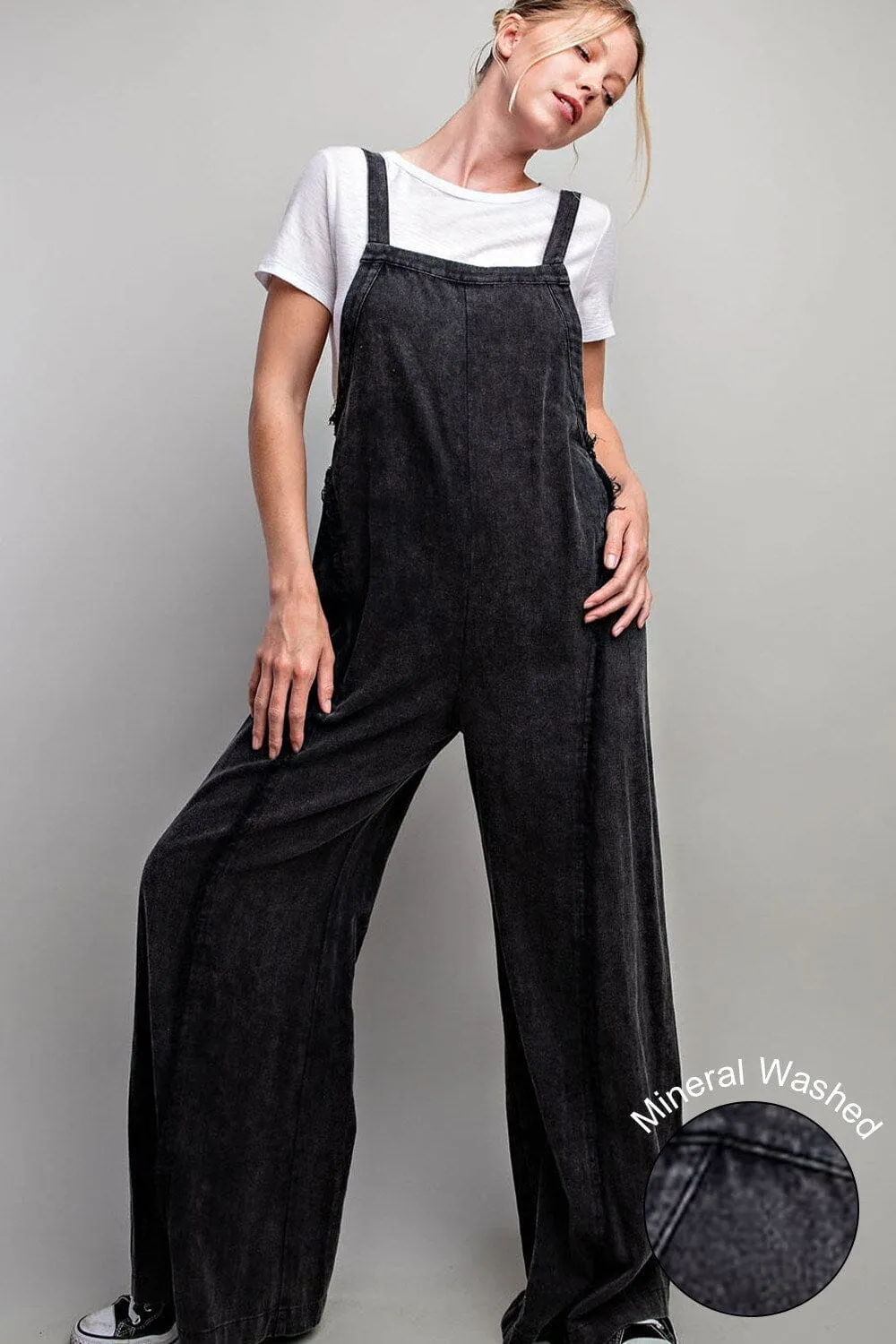 WIDE LEG FRAYED SEAM JUMPER