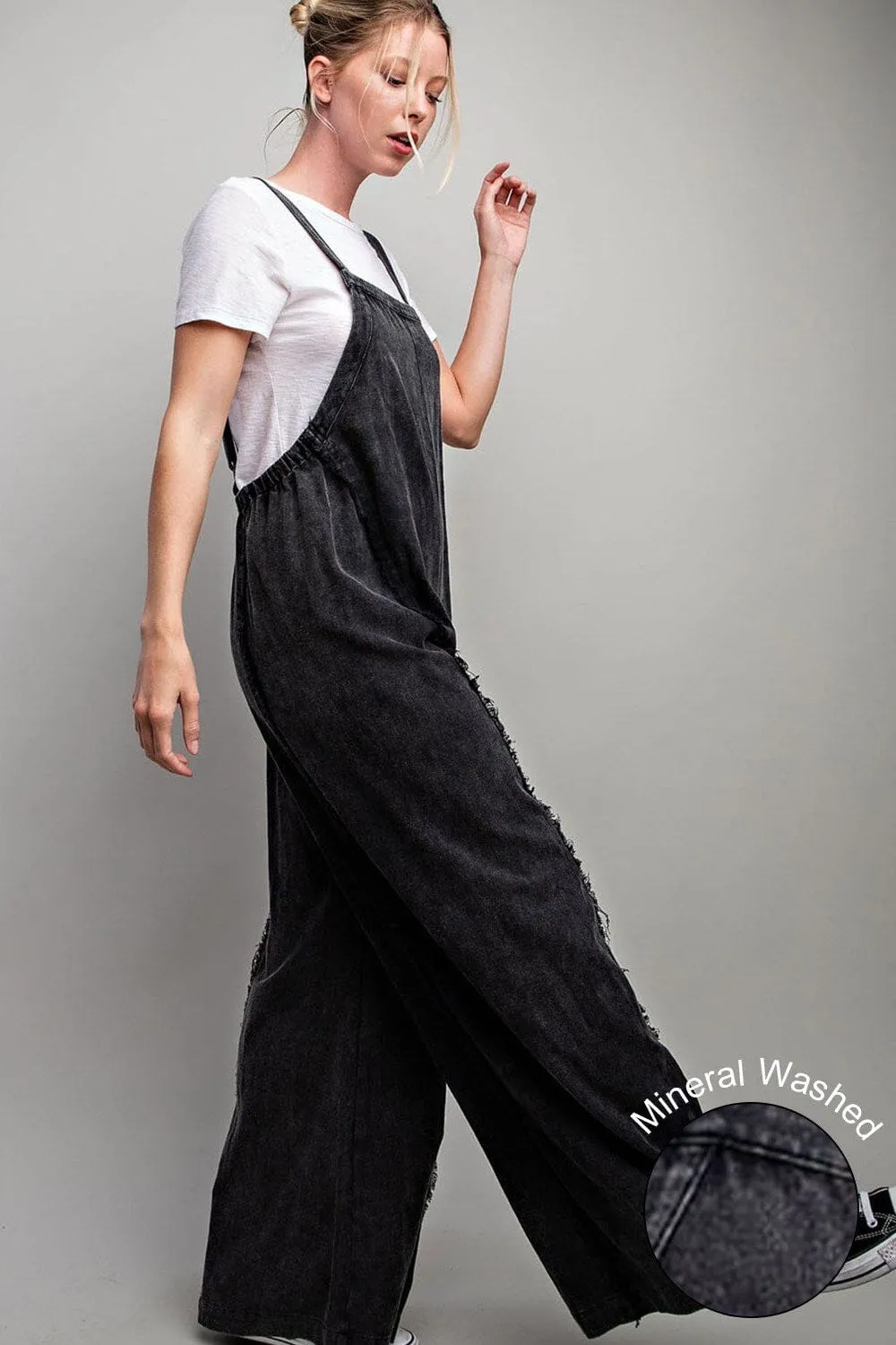 WIDE LEG FRAYED SEAM JUMPER