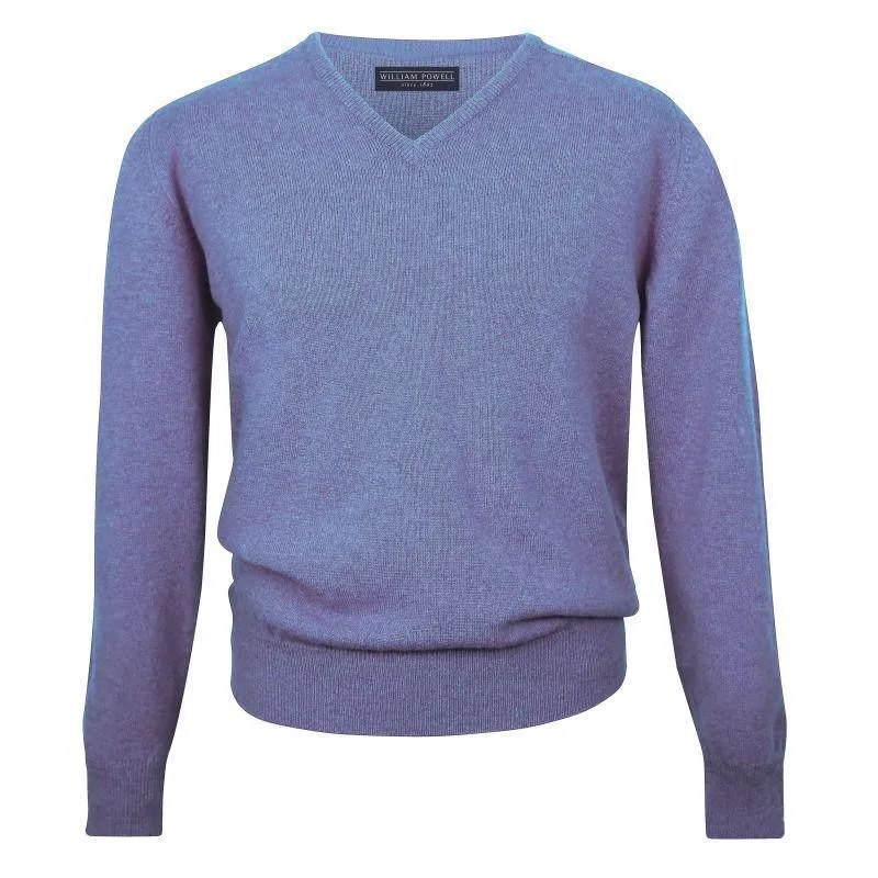 William Powell Leven Mens Lambswool V Neck Jumper - Clyde