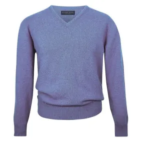 William Powell Leven Mens Lambswool V Neck Jumper - Clyde