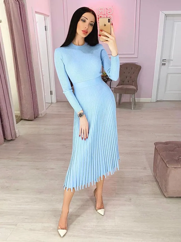 Wjczt Elegant Women's Dresses for Party 2022 New Autumn Winter Fashion Dress Long Knitted Sweater Elegant Dresses for Women Sweaters