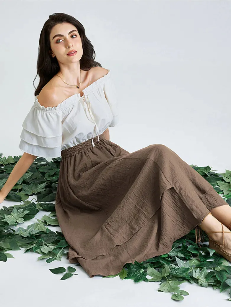 Women Renaissance 2-Layer Swing Pocket Maxi Skirts