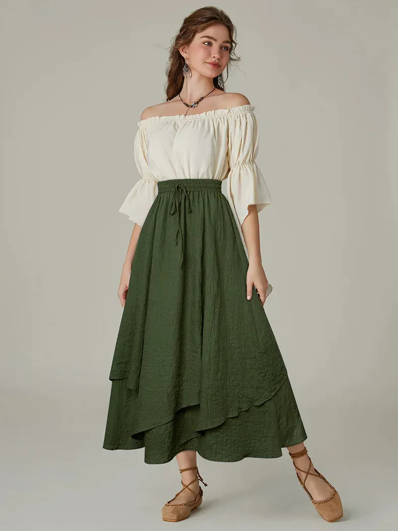 Women Renaissance 2-Layer Swing Pocket Maxi Skirts