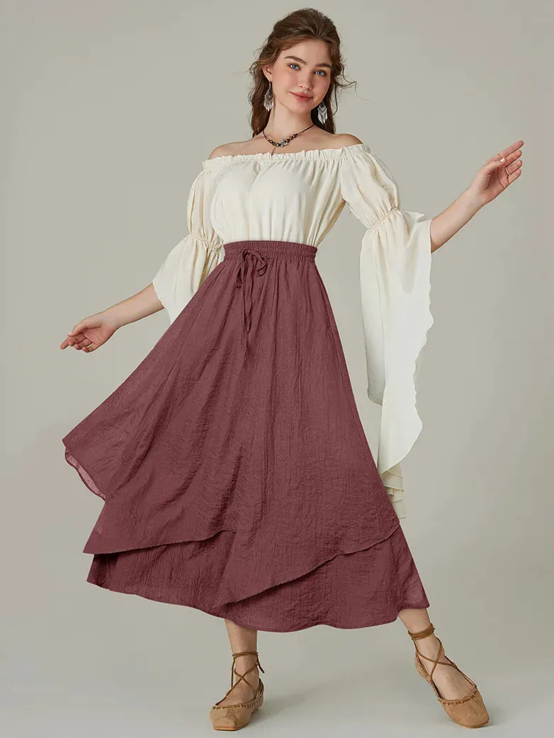 Women Renaissance 2-Layer Swing Pocket Maxi Skirts