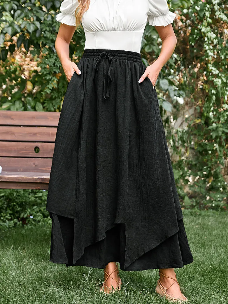 Women Renaissance 2-Layer Swing Pocket Maxi Skirts