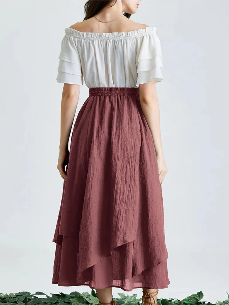 Women Renaissance 2-Layer Swing Pocket Maxi Skirts