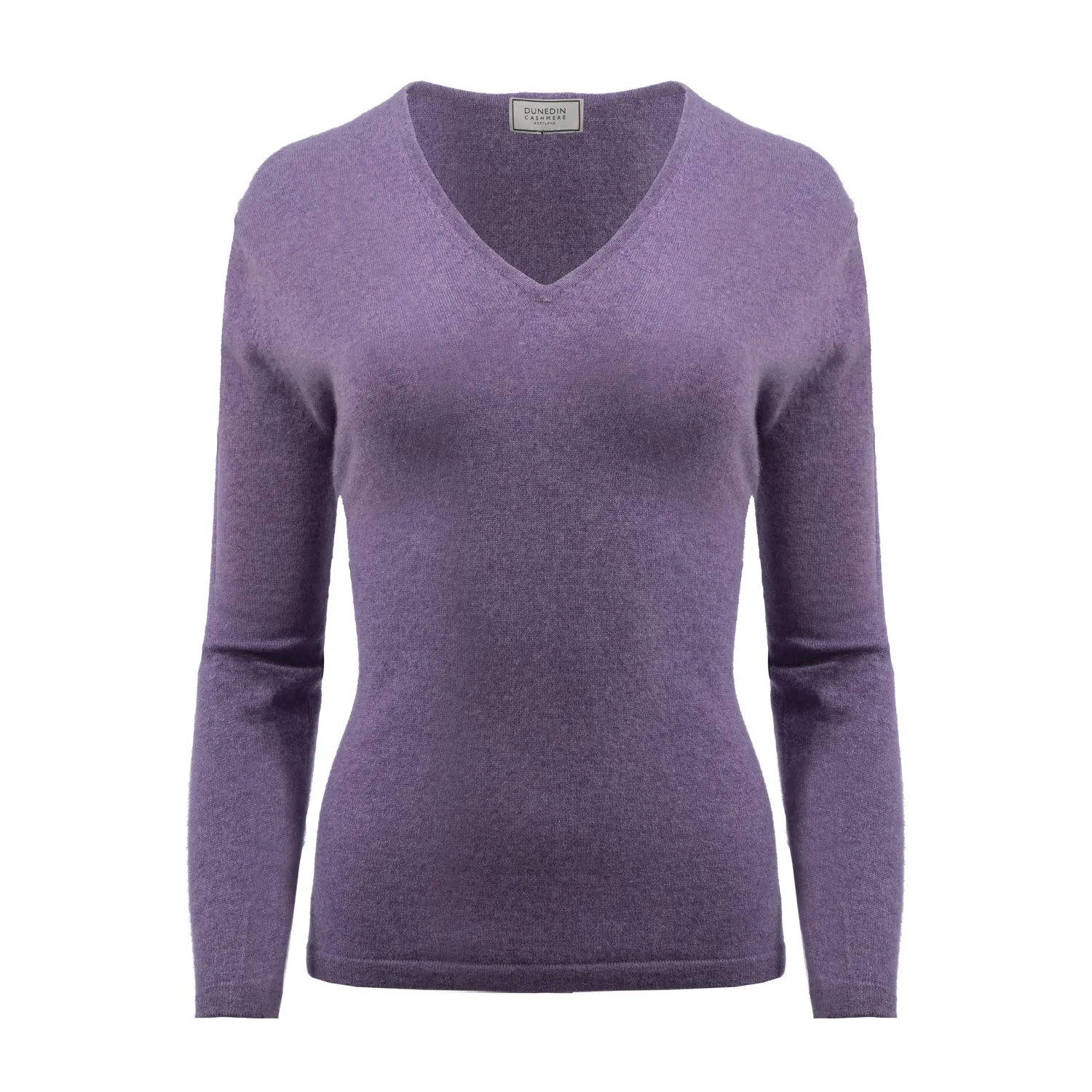 Women's 100% Cashmere V-Neck Jumper Dunedin Cashmere Heather