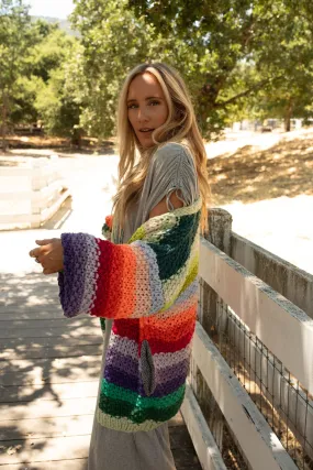 Wrapped up in Color Knit Cardigan - Green Multi