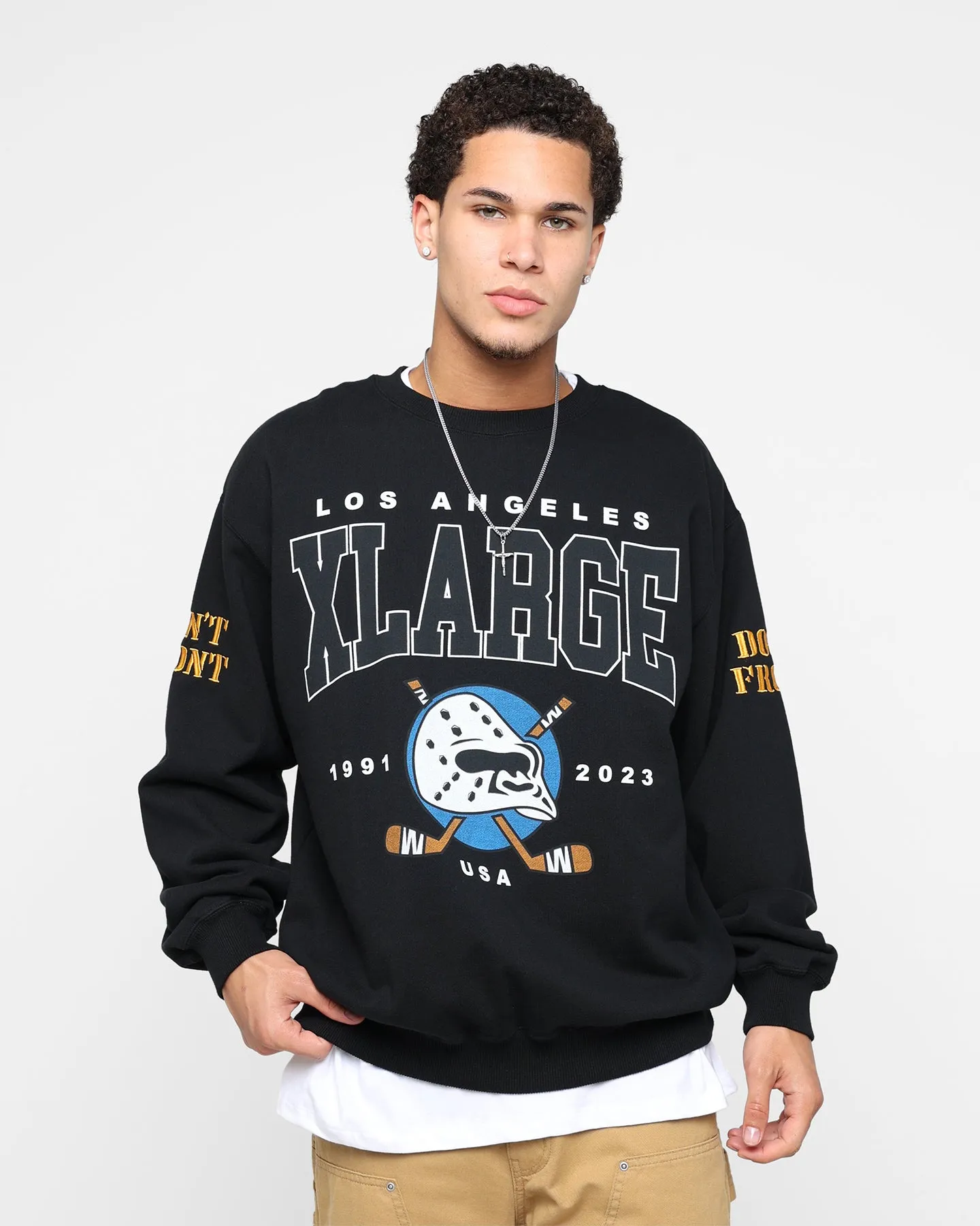 X-Large Hockey Crewneck Sweatshirt Black