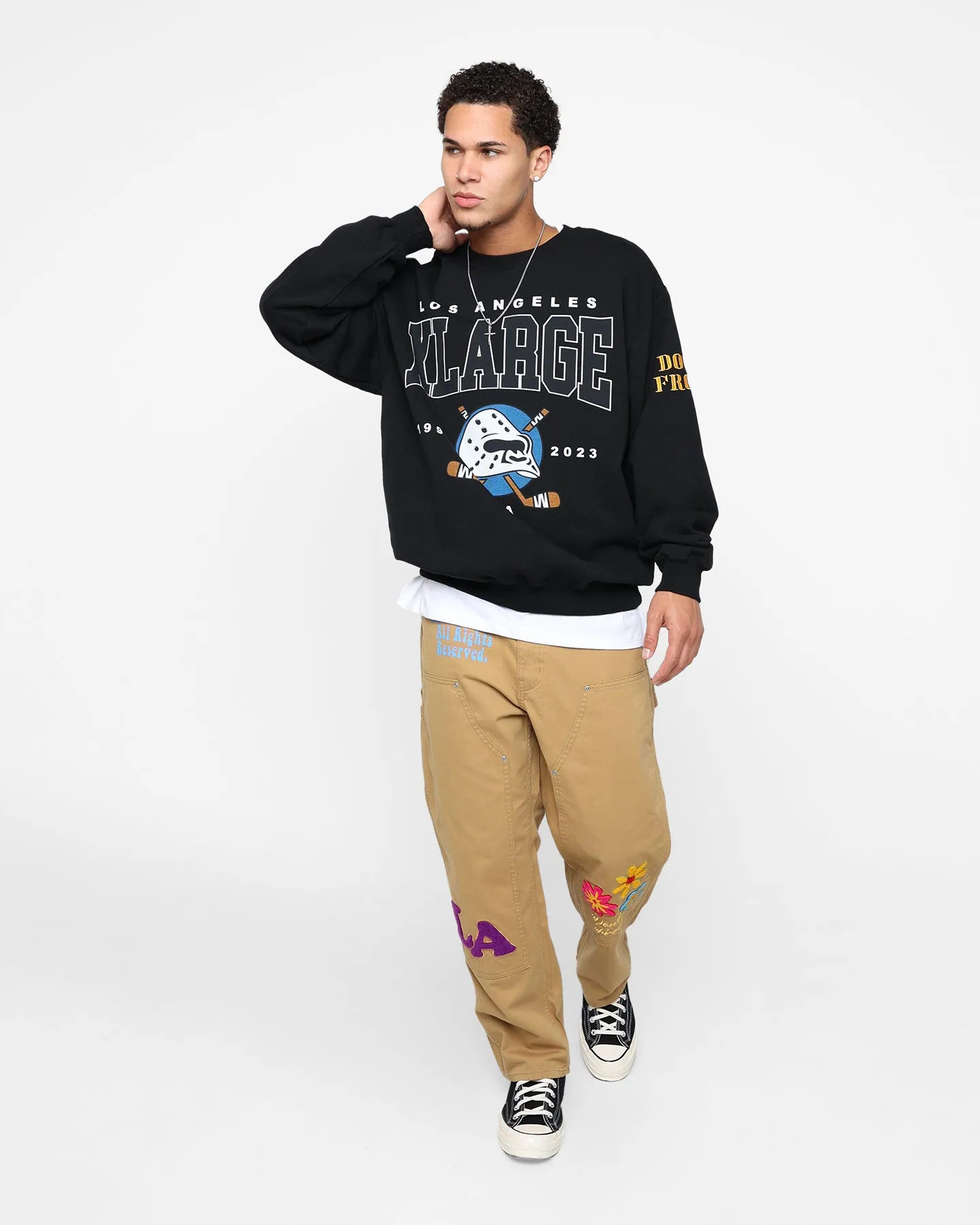 X-Large Hockey Crewneck Sweatshirt Black