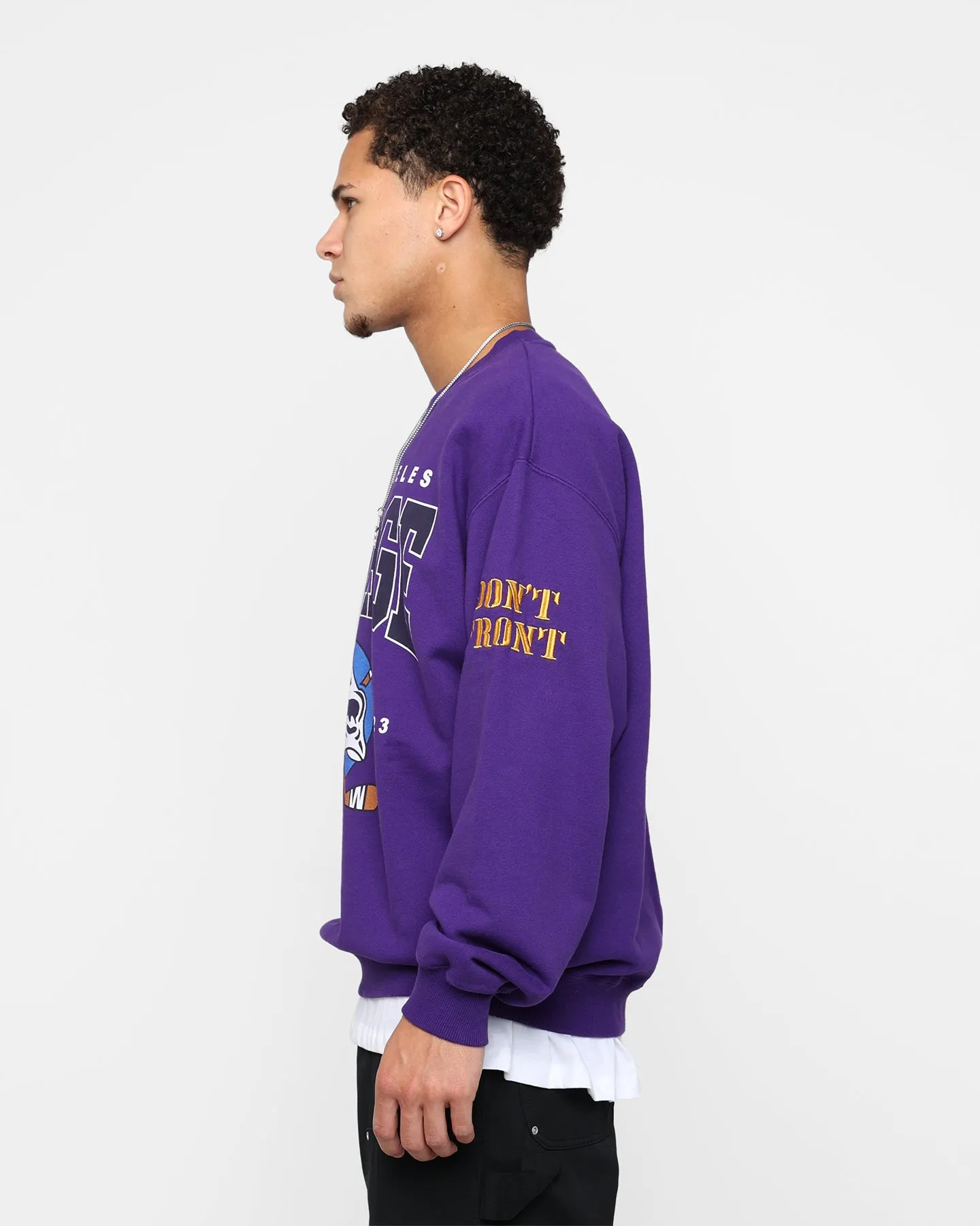 X-Large Hockey Crewneck Sweatshirt Purple