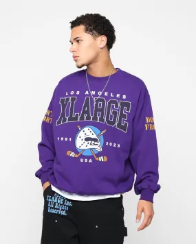 X-Large Hockey Crewneck Sweatshirt Purple