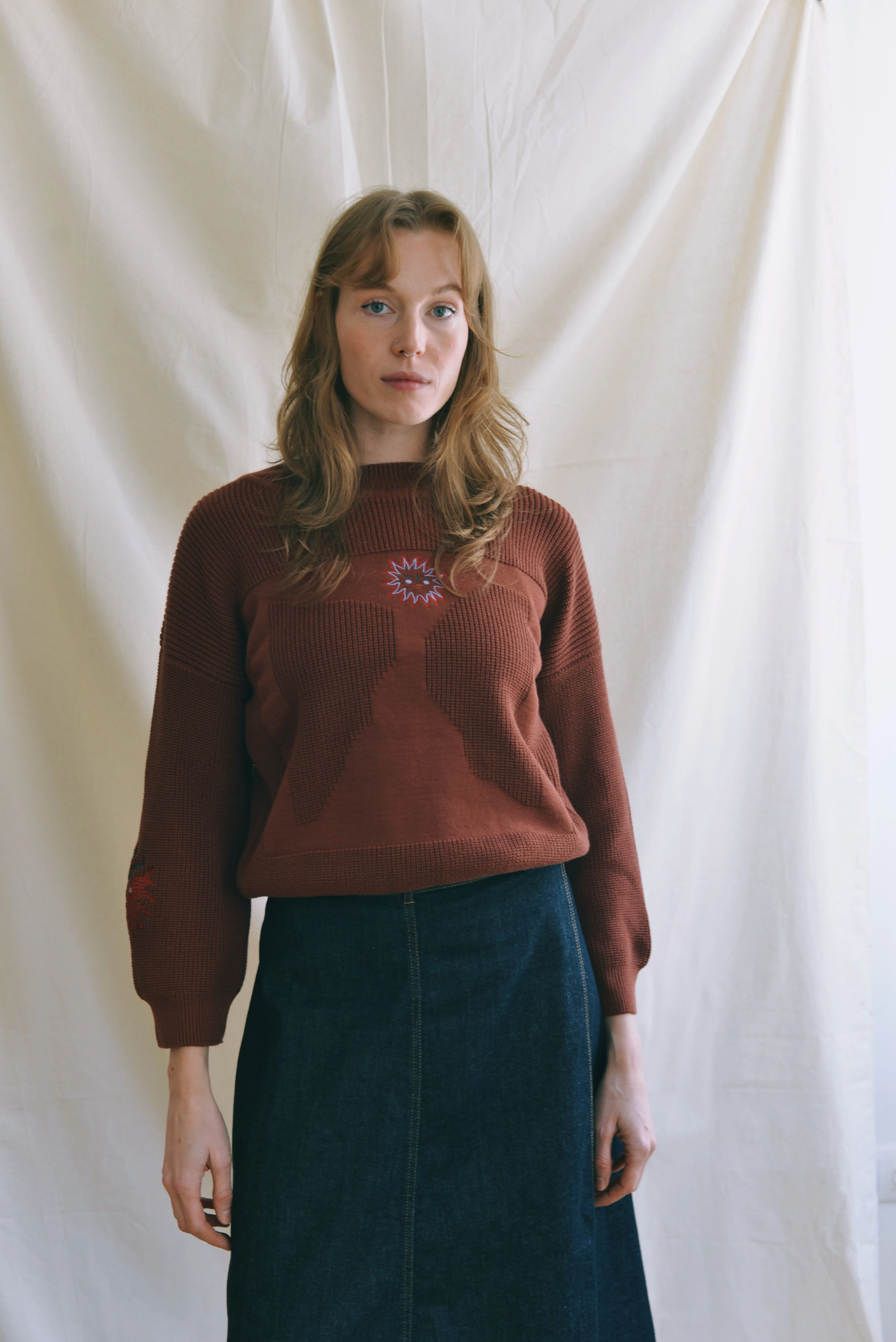 x Madeleine Kemsley collab MOA jumper rust